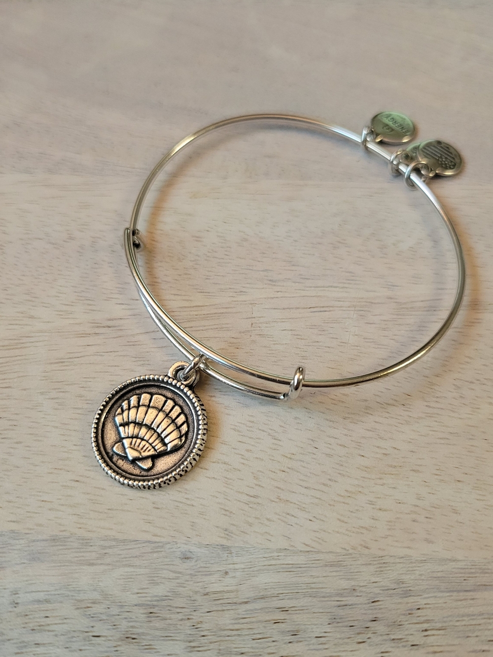 Alex And Ani Silver Shell Charm Bangle Bracelet